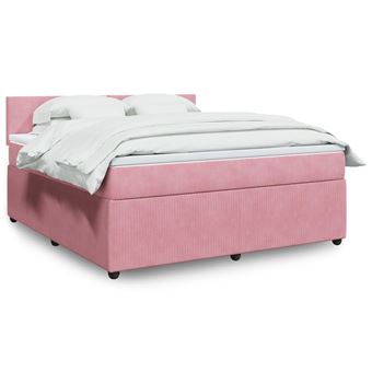 Cama com molas/colchão vidaXL | 180x200 cm | veludo rosa - 1