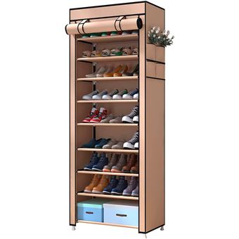 Sapateira para Sapatos com Porta Zip e Bolsos Laterais Nyana Home | 160x88x30 cm | 27 Pares | Tecido | Castanho - 1