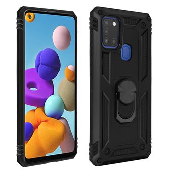 Capa Avizar para Samsung Galaxy A21s Anti-choque Bimaterial Anel de Suporte de Vídeo – Preto - 1