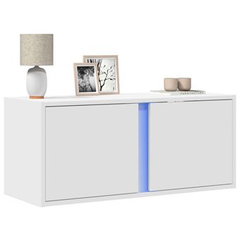 Móvel de parede para TV com luzes LED vidaXL 80x31x35 cm | branco - 1