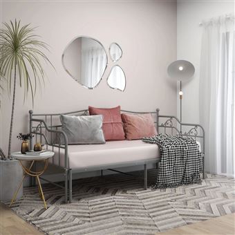 Estrutura Sofá-cama vidaXL de puxar 90x200 cm metal cinzento - 1