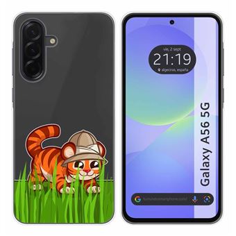 Capa TUMUNDOSMARTPHONE de Silicone Transparente para Samsung Galaxy A56 5G Tiger Design Desenhos - 1