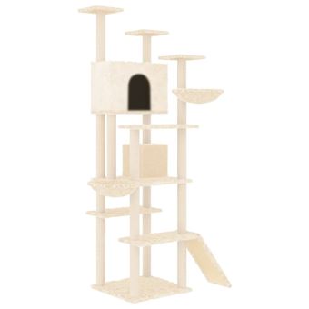 Árvore para gatos vidaXL | com postes arranhadores sisal 191 cm | cor creme - 1