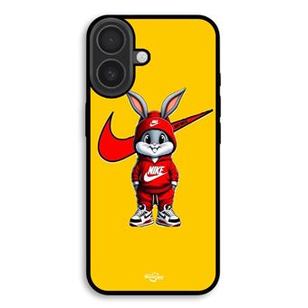 Capa Maniacase para iPhone 17 | Mini Bugs Bunny Nike logotipo Just Do It fundo laranja - 1