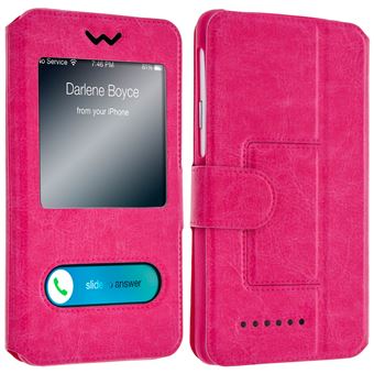 Capa Protectora Avizar para Smartphone | Comprimento entre 145 mm e 151 mm | Janela Dupla - Rosa - 1