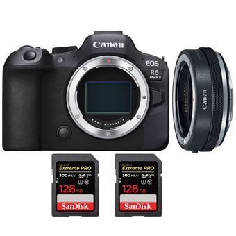 Canon EOS R6 Mark II ( R6II ) + Canon EF-EOS R Premium + 2 SanDisk 128GB Extreme PRO UHS-II SDXC 300 MB/s + PDF 20 Técnicas para Melhorar as suas Fotografias - 1