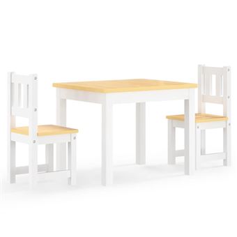 Conjunto mesa e cadeiras infantil vidaXL | 3 Peças | MDF branco e bege - 1