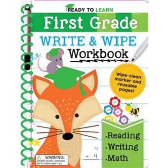 Ready To Learn First Grade Write And Wipe Workbook  Fractions Measurement Telling Time Descriptive Writing Sight Words And More - 1
