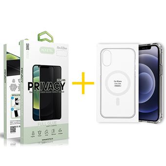 Pack 1 x Película de Vidro Temperado Anti-Spy + Capa Accetel para Apple iPhone 14 Pro Compatível com Magsafe Magnetic - Transparente Clear - 1