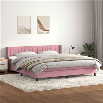 Cama com molas/colchão vidaXL |  180x210 cm | veludo Rosa - 1