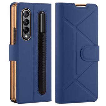 Capa PU fecho magnético com suporte e slot Magunivers para caneta Magunivers para Samsung Galaxy Z Fold4 5G - azul - 1