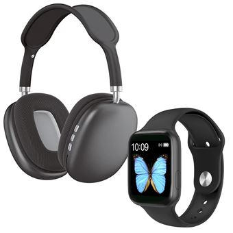 Pack Klack SmartWatch  + Auscultadores Bluetooth com Diadema - Preto - 1