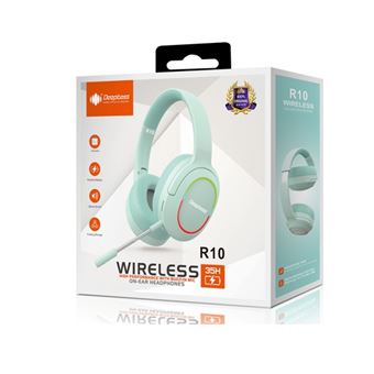 Auscultadores Wireless com Microfone DEEPBASS R10 - Cinza/Verde Água - 1