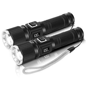 Lanterna CHRONUS | recarregável | display LCD | 1300 lúmens | 30W | zoom | à prova d'água | Preto - 1