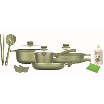 Conjunto de Utensílios de Cozinha Risolì GreenStone | Alumínio Fundido sob Pressão | Verde | 36x36x8,5 cm - 1