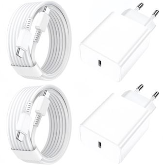 Kit V-REEL Carregador USB-C 45W PD 3.0 + 1.5m Cabo Type C - Type C para SAMSUNG Galaxy | 2 Kits | Branco - 1