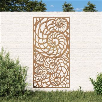 Decoração para muro de jardim vidaXL | 105x55 cm | Aço corten design conchas - 1