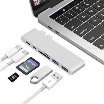 Adaptador de Hub 6 em 1 USB tipo C CO-Phénix para MacBook Pro com Leitor 4K HDMI C USB3.0 SD / MicroSD HDMI - Argent - 1