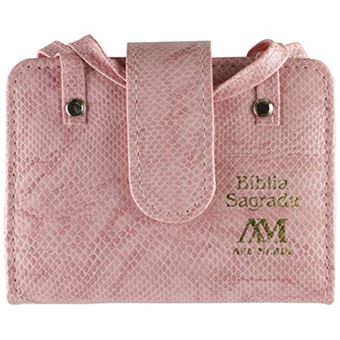 Livro Bíblia Sagrada Ave Maria Bolsa Com Alça Rosa - 1
