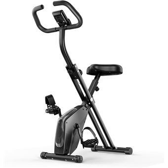 Bicicleta de exercício dobrável BIGZZIA | volante de inércia de 2,5 kg | 8 pesos de resistência com sensor de frequência cardíaca | Preto - 1