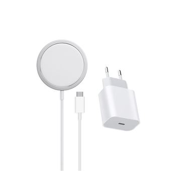 Carregador Wireless MagSafe Goeik com Adaptador de Corrente Tipo-C | 20W | Compatível com Apple - Branco - 1