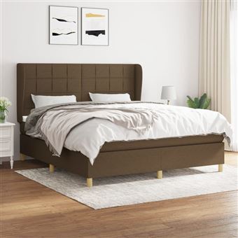 Cama com Molas e Colchão vidaXL | 160x200 cm | tecido castanho-escuro - 1