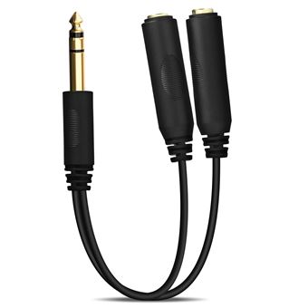Adaptador Avizar Macho de 6,35 mm para Duplo de 6,35 mm Jack Divisor de 27 cm - Preto - 1
