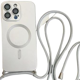 Capa Magsafe com cordão crossbody Antiimpacto | para Iphone 15 Pro | Prata - 1