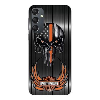 Capa Maniacase para Samsung Galaxy A34 | Harley Davidson Caveira fundo cinza - 1