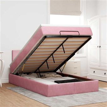 Estrutura de cama otomana com colchão vidaXL | 120x200 cm | veludo rosa - 1