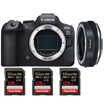 Canon EOS R6 Mark II ( R6II ) + Canon EF-EOS R Premium + 3 SanDisk 128GB Extreme PRO UHS-II SDXC 300 MB/s + PDF 20 Técnicas para Melhorar as suas Fotografias - 1
