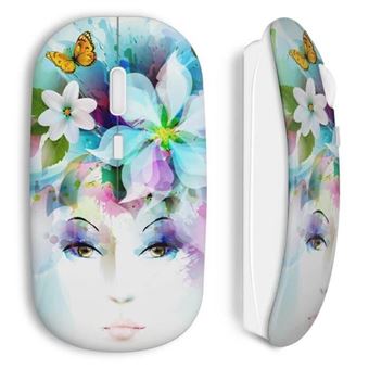 Rato Wireless Maniacase Arte Menina Olhos Flores Pétalas Butte - 1