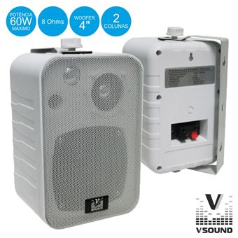 Conjunto De 2 Colunas Vsound Abs 4"" 60W Brancas - 1