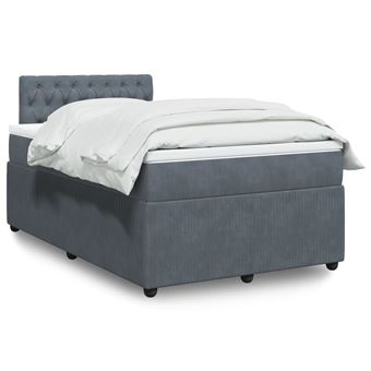 Cama boxspring com colchão vidaXL | 120x190 cm | veludo cinzento-escuro - 1