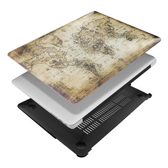 Capa Protetora Avizar para MacBook Air 13'' 2017 Rígido Ultra-Resistente Mapa Mundo- Bege - 1