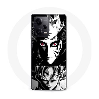 Capa Maniacase para Xiaomi Redmi Note 12 Pro 5G Sangoku Naruto Luffy one piece Dragon Ball Z fundo preto e branco, anime manga - 1