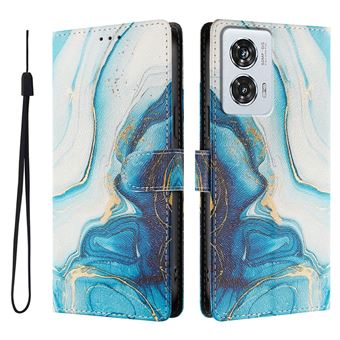 Capa FLOODKING para Motorola Edge 50 Fusion | Suporte | Porta-Cartões e Alça | Padrões Decorativos | Azul - 1