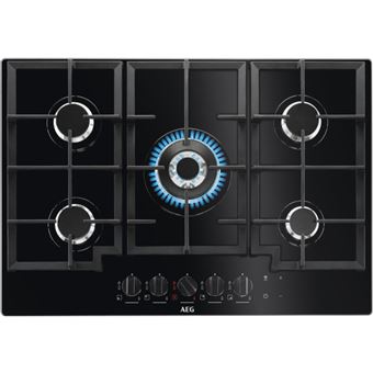 Placa de Cozinha a Gás Vitrocerâmica Encastrável AEG HKB75540NB Preto