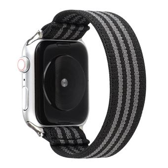 Bracelete de Nylon HSMY Elástico para Apple Watch Series 6/ SE/ 5/ 4 | 44 mm - Preto&Cinza -Tamanho S - 1