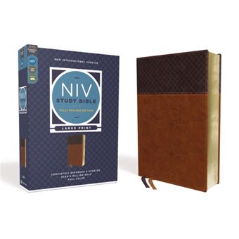 Niv Study Bible Fully Revised Edition Large Print Leathersoft Brown Red Letter Comfort Print By General Editor Kenneth L Barker ; General Editor Mark L St - 1