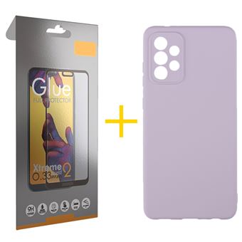 Pack 1 x Película de Vidro Temperado Full + Capa skyhe Samsung Galaxy A23 5G Silicone Líquido - Roxo - 1
