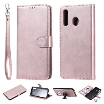 Capa PU suporte magnético destacável 2 em 1 ouro rosa para Samsung Galaxy A50/A30/A20