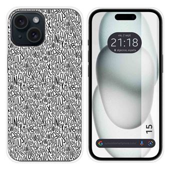 Capa Tumundosmartphone de silicone para do iPhone 15 (6.1) desenhos de letras de design - 1