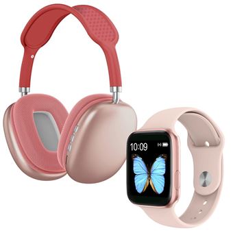 Pack Klack SmartWatch  + Auscultadores Bluetooth com Diadema - Rosa - 1