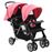 Carrinho de Bebé vidaXL para Gémeos Aço Cor-de-Rosa e Preto_0