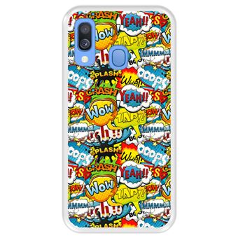 Capa Tpu Hapdey para Samsung Galaxy A40 2019 | Design Padrão de Bolhas Em Quadrinhos 2 - Transparente