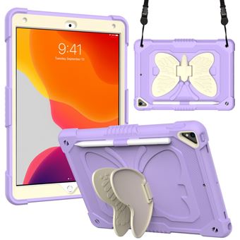Capa e TPU com Suporte e Alça de ombro bege/Roxo Claro Magunivers para iPad 10.2 (2021)/(2020)/(2019) - 1