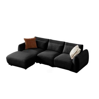 Sofá YHL Voyura 10 | Pelúcia | Espuma | Design convertível | Preto - 1