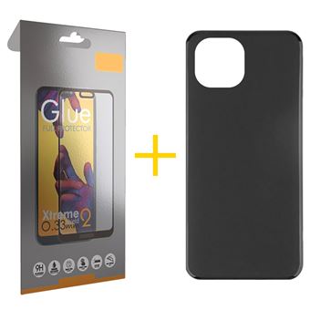 Pack 1 x Película de Vidro Temperado Full + Capa skyhe Apple iPhone 15 Silicone Liso - Preto - 1