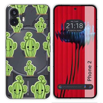 Capa Tumundosmartphone de silicone transparente para Nothing Phone 2 5G  design desenhos de cactos - 1